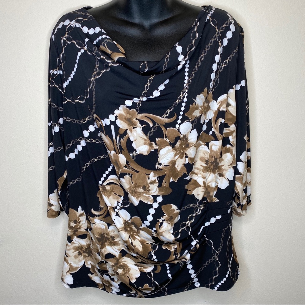 Laura Petites Blouse Black Pearls and Gold Chain